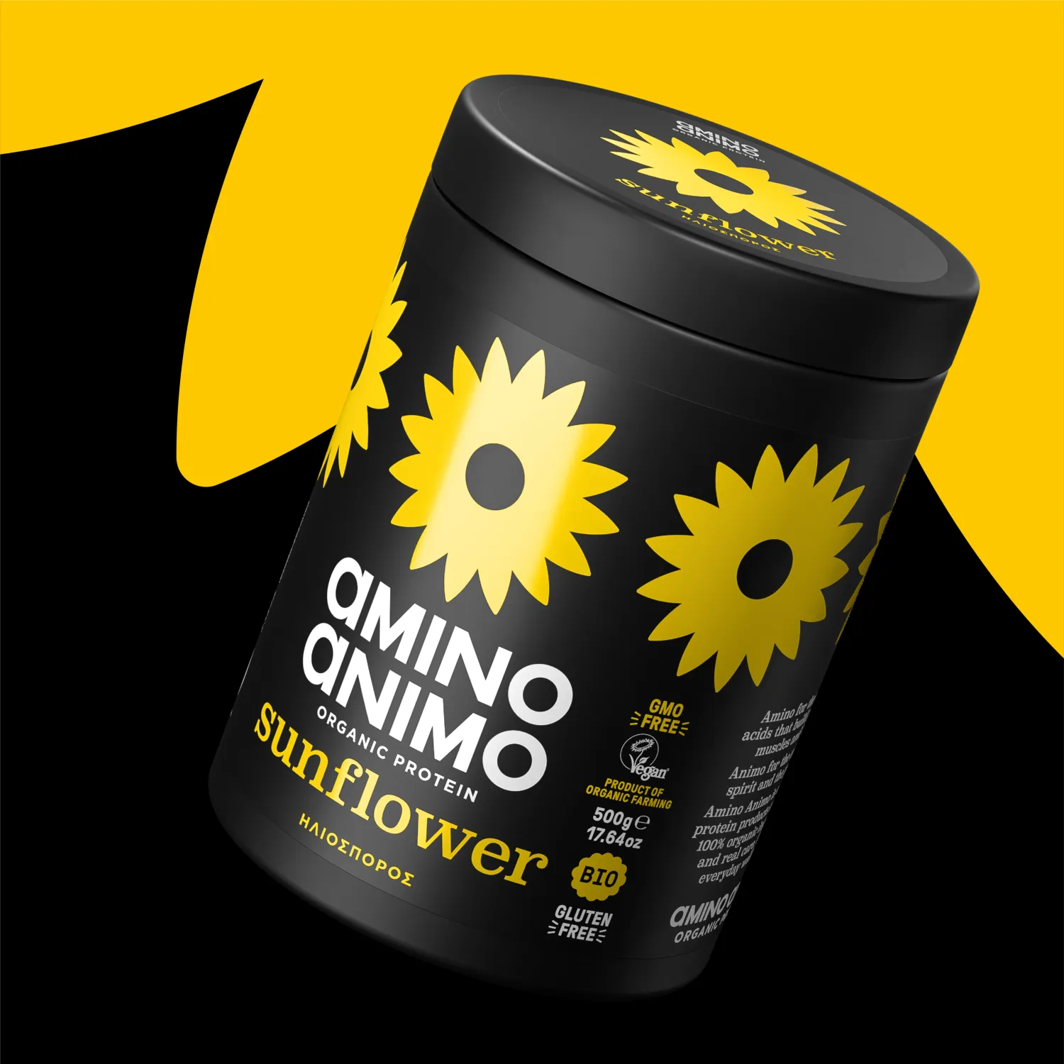AMIMO_ANIMO-SUNFLOWER_RGB_PETROS Physis Laboratory Amino Animo Sunflower Χωρίς Γλουτένη & Λακτόζη 500gr - Image 1